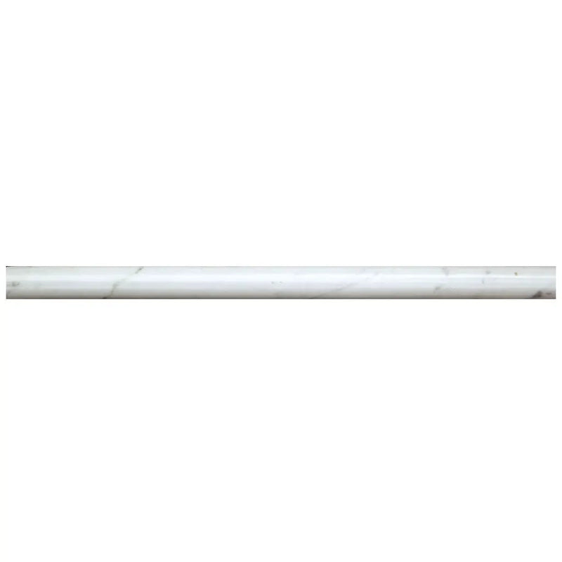 White 0.5x12 Polished Bianco Carrara Pencil Marble Tile Trim (10 pack, 0.5 sq ft/case) by Apollo Tile