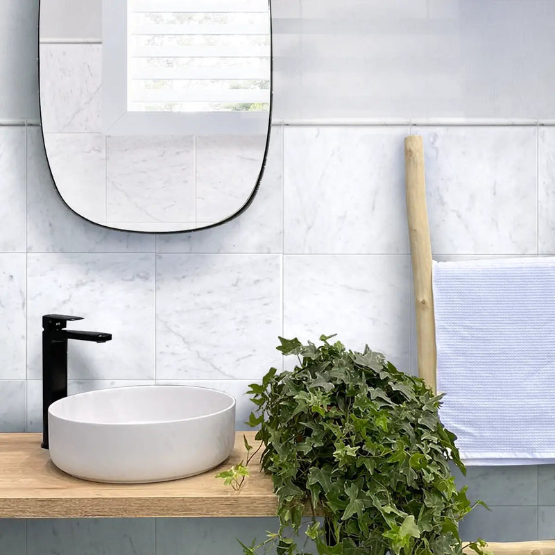 White 12x12 Polished Field Bianco Carrara Marble Tile (10 pack, 10 sq ft/case) by Apollo Tile
