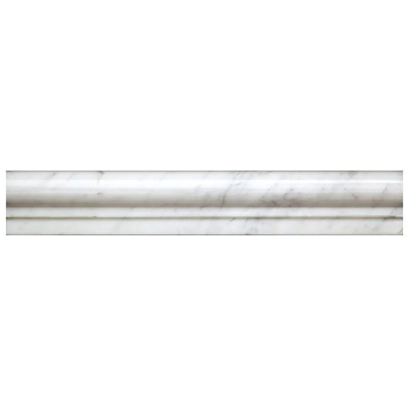 White 2x12 Bianco Carrara Polished Chair Rail Marble Tile Trim (10 pack, 1.667 sq ft/case) by Apollo Tile