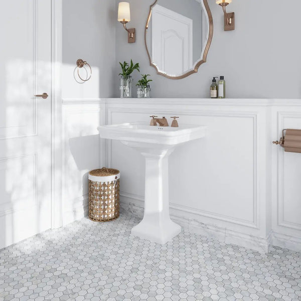 White 12x12 Polished Etched Hexagon Bianco Carrara Marble Mosaic Tile (5 pack, 4.92 sq ft/case), photo 2 of 11