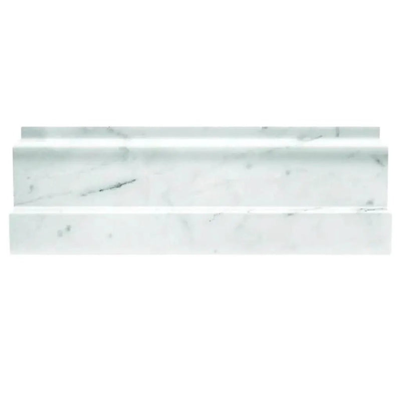 White 4x12 Polished Bianco Carrara Baseboard Marble Tile Trim (10 pack, 3.33 sq ft/case) by Apollo Tile