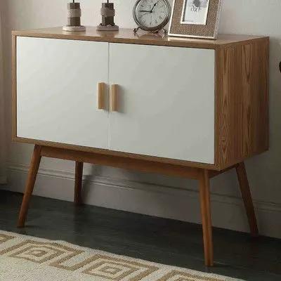 Mid-Century Modern Console Table Storage Cabinet with Solid Wood Legs by HomePacific