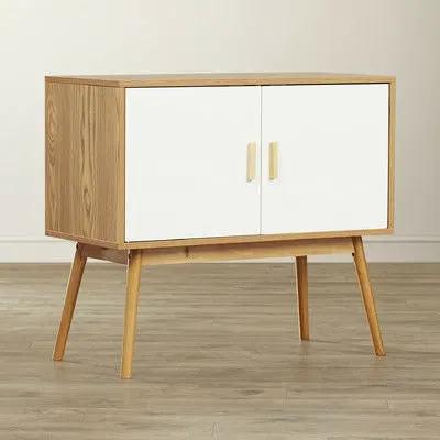 Mid-Century Modern Console Table Storage Cabinet with Solid Wood Legs by HomePacific