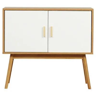 Mid-Century Modern Console Table Storage Cabinet with Solid Wood Legs by HomePacific