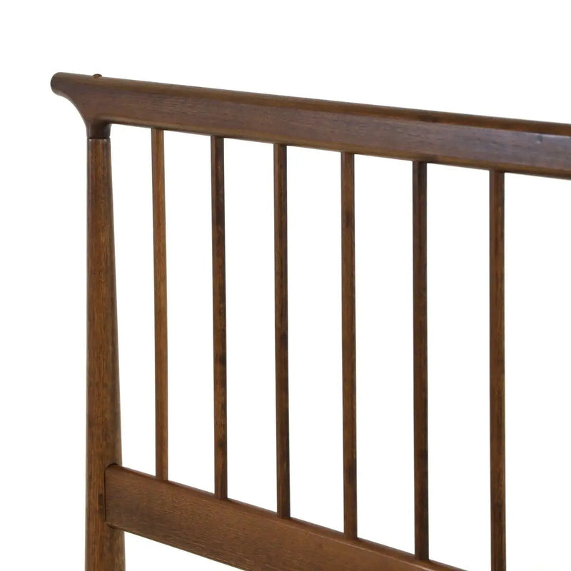 Queen Size Hardwood Mid Century Platform Bed Frame with Headboard in Walnut by HomePacific