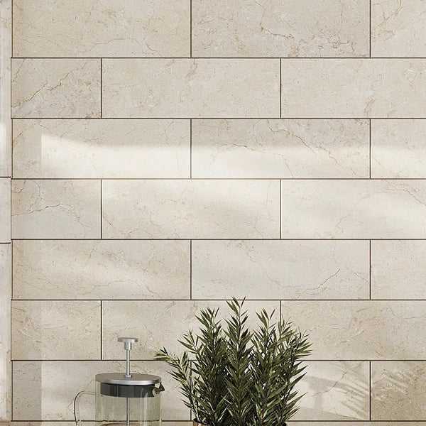 Beige 4x12 Honed Subway Crema Marfil Marble Tile (15 pack, 5 sq ft/case)