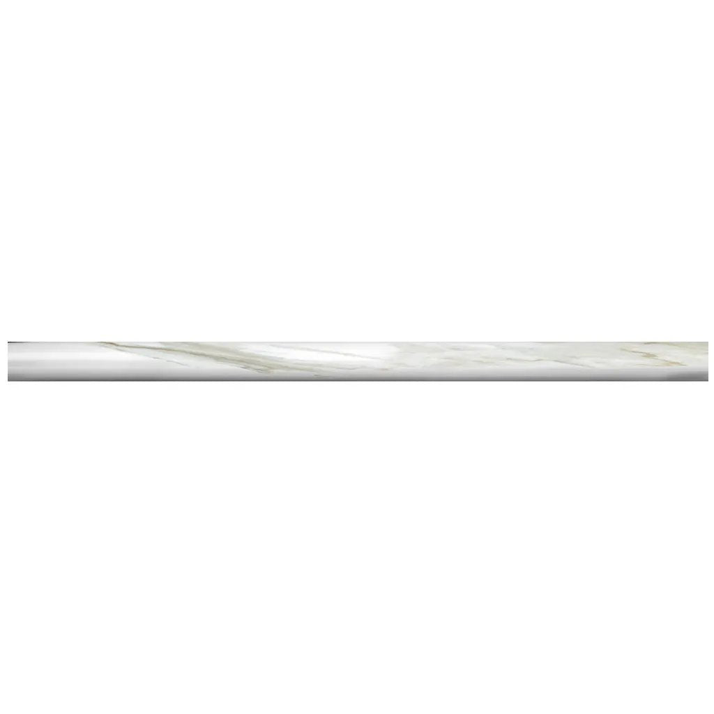 White 0.5x12 Polished Calacatta Gold Pencil Marble Tile Trim (10 pack, 0.5 sq ft/case) by Apollo Tile