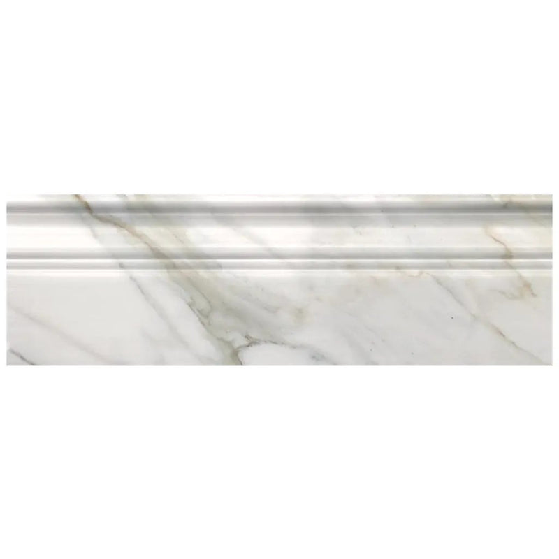 White 4x12 Calacatta Gold Polished Baseboard Marble Tile Trim (10 pack, 3.33 sq ft/case) by Apollo Tile