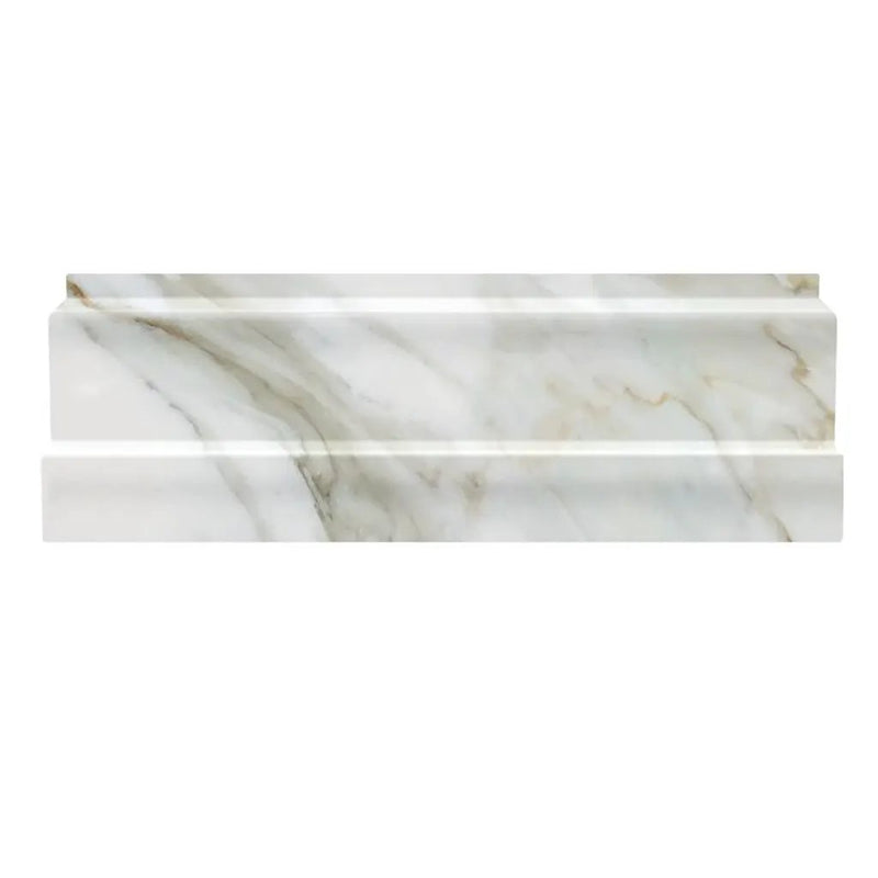 White 4x12 Polished Calacatta Gold Baseboard Marble Tile Trim (10 pack, 3.33 sq ft/case) by Apollo Tile