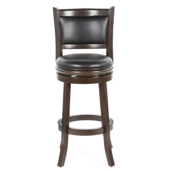 Cappuccino 29-inch Swivel Barstool with Faux Leather Cushion Seat by HomePacific