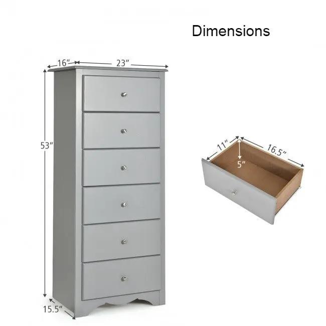 Modern Grey 6 Drawer Tall Wood Dresser Chest by HomePacific