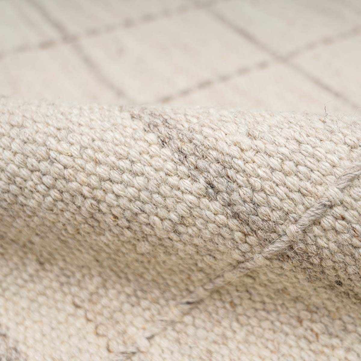 Nissa Cream Checkered Wool Rug by Boutique Rugs