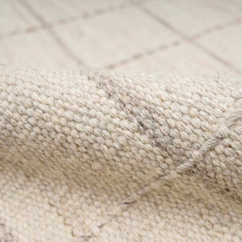 Nissa Cream Checkered Wool Rug by Boutique Rugs