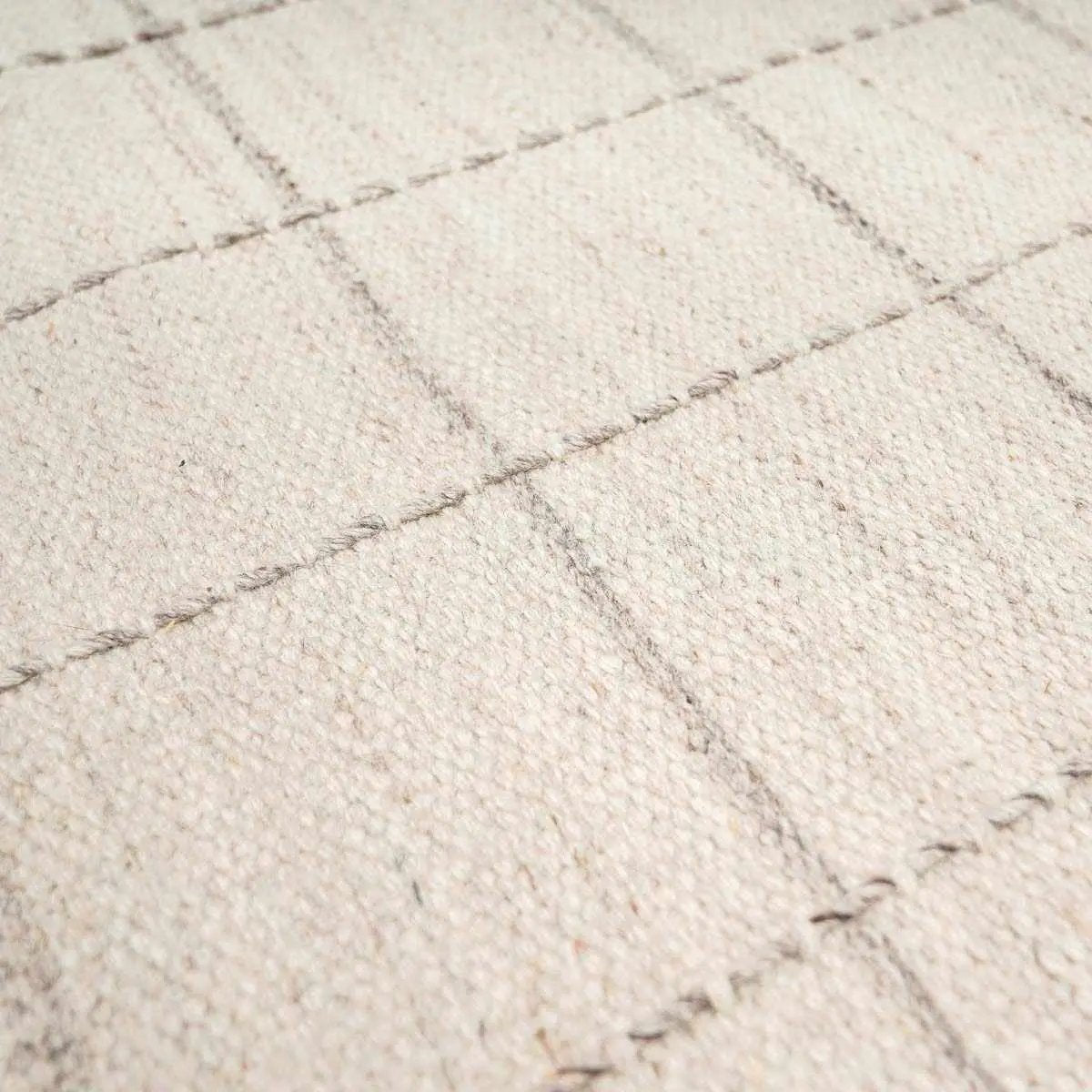 Nissa Cream Checkered Wool Rug by Boutique Rugs