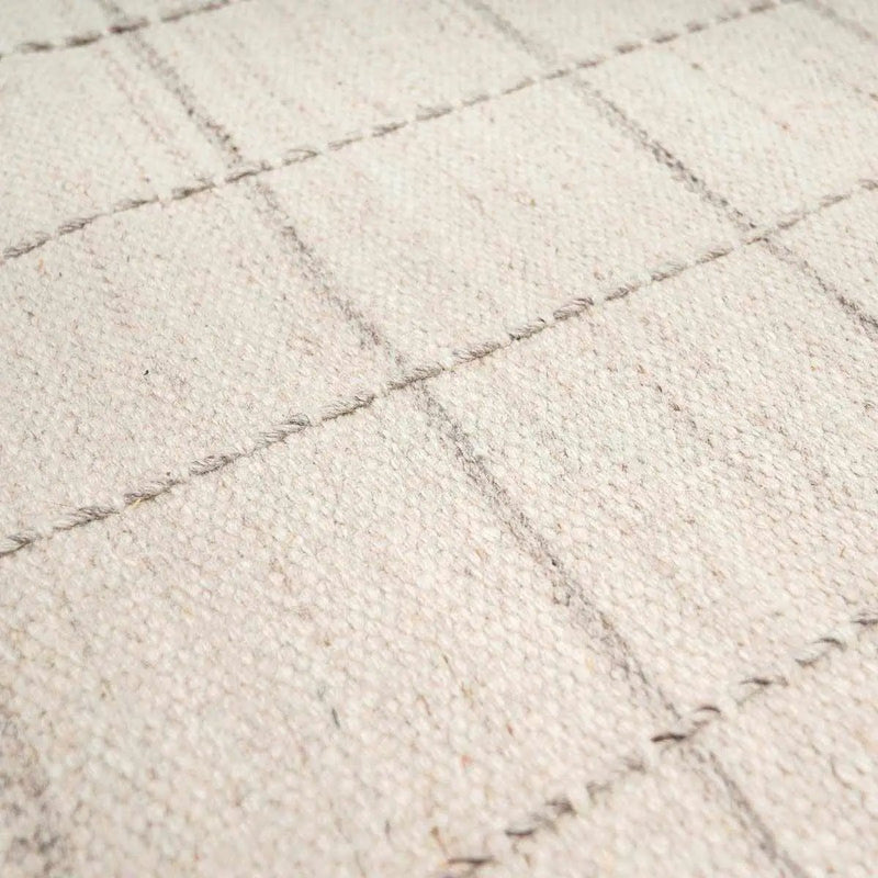 Nissa Cream Checkered Wool Rug by Boutique Rugs
