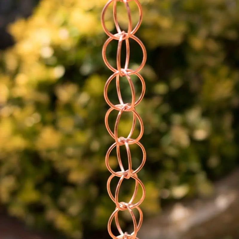 Pure Copper Rings 8.5-ft Rain Chain Rain Gutter Downspout by HomePacific