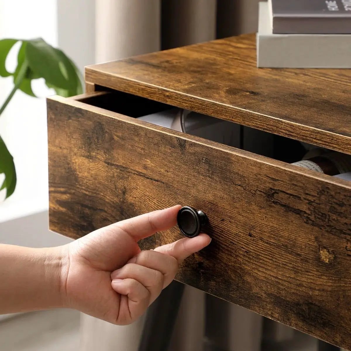 Mid-Century Modern Farmhouse Bedroom 1-Drawer Nightstand End Table by HomePacific