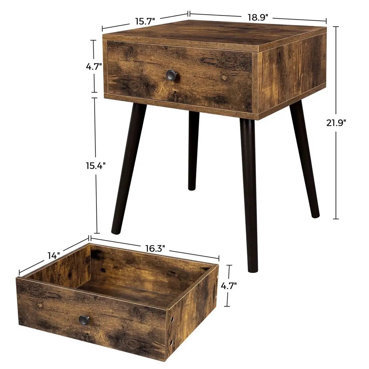 Mid-Century Modern Farmhouse Bedroom 1-Drawer Nightstand End Table by HomePacific