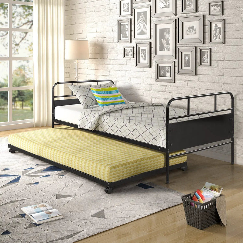 Metal Daybed Platform Bed Frame with Trundle by HouseOfZazla