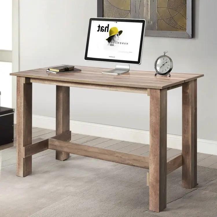 Modern Farmhouse Brown Wood 55-inch Counter Height Dining Table Computer Desk by HomePacific