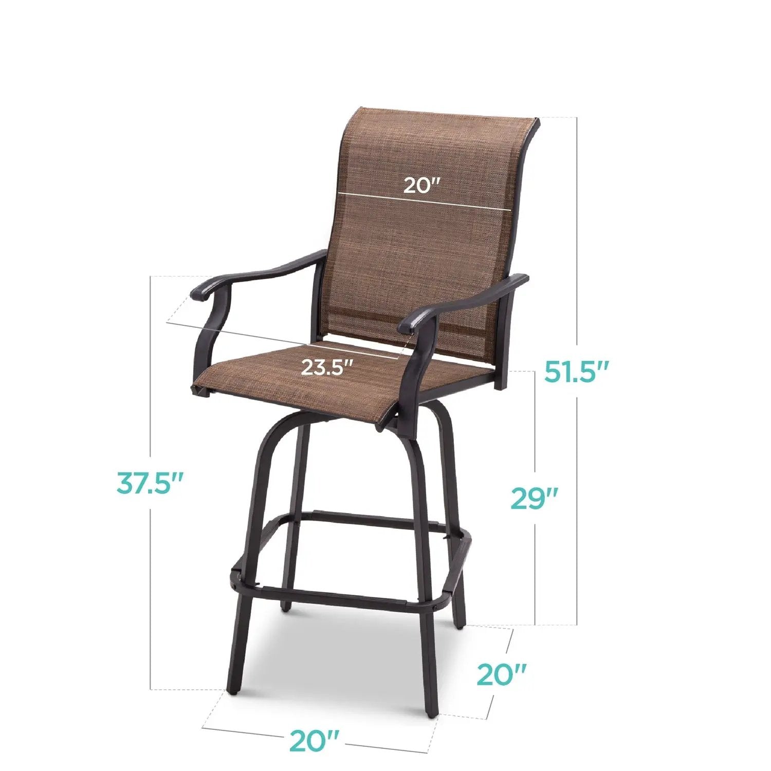 Set of 2 Brown All-Weather Mesh Swivel Barstools by HomePacific