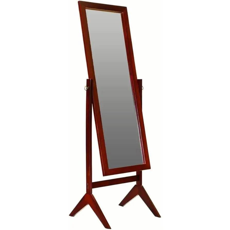 Modern Full Length Freestanding Bedroom Floor Cheval Mirror in Cherry by HomePacific