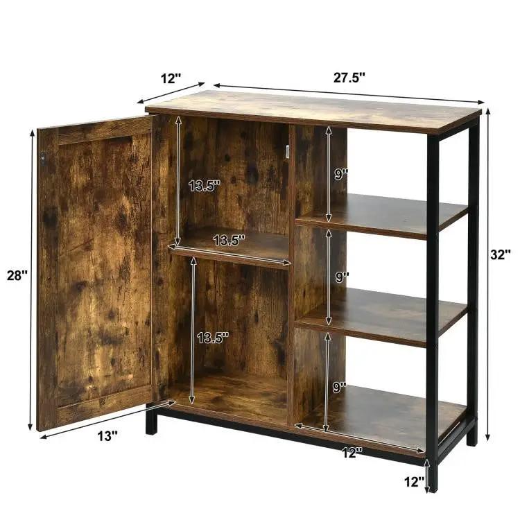 Modern Industrial Black Metal Brown Wood Sideboard Buffet Storage Shelf Cabinet by HomePacific