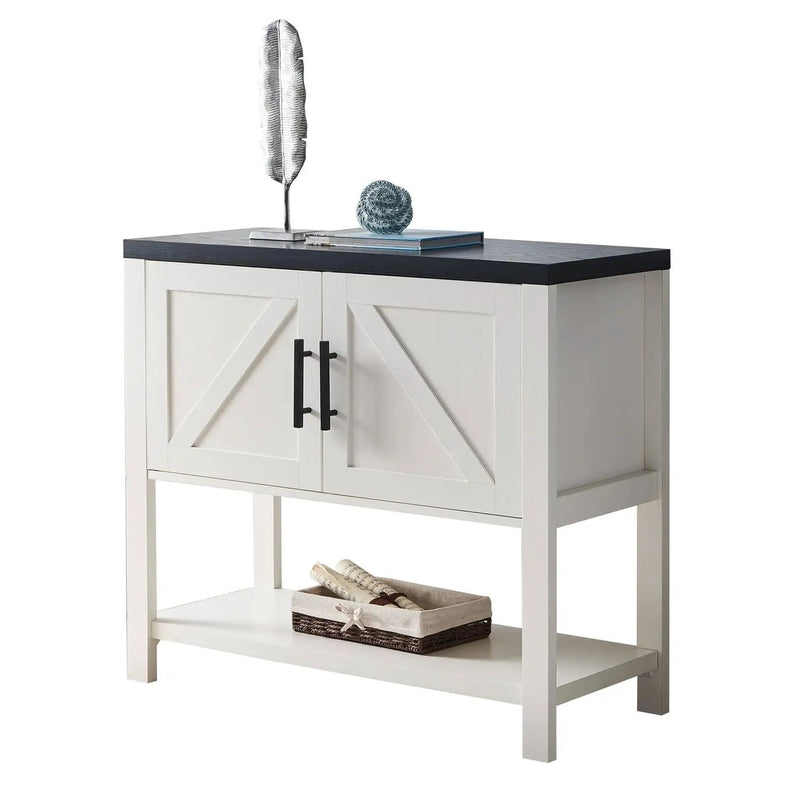 Modern 2 Drawer Wooden Storage Console Table White/Black by HomePacific