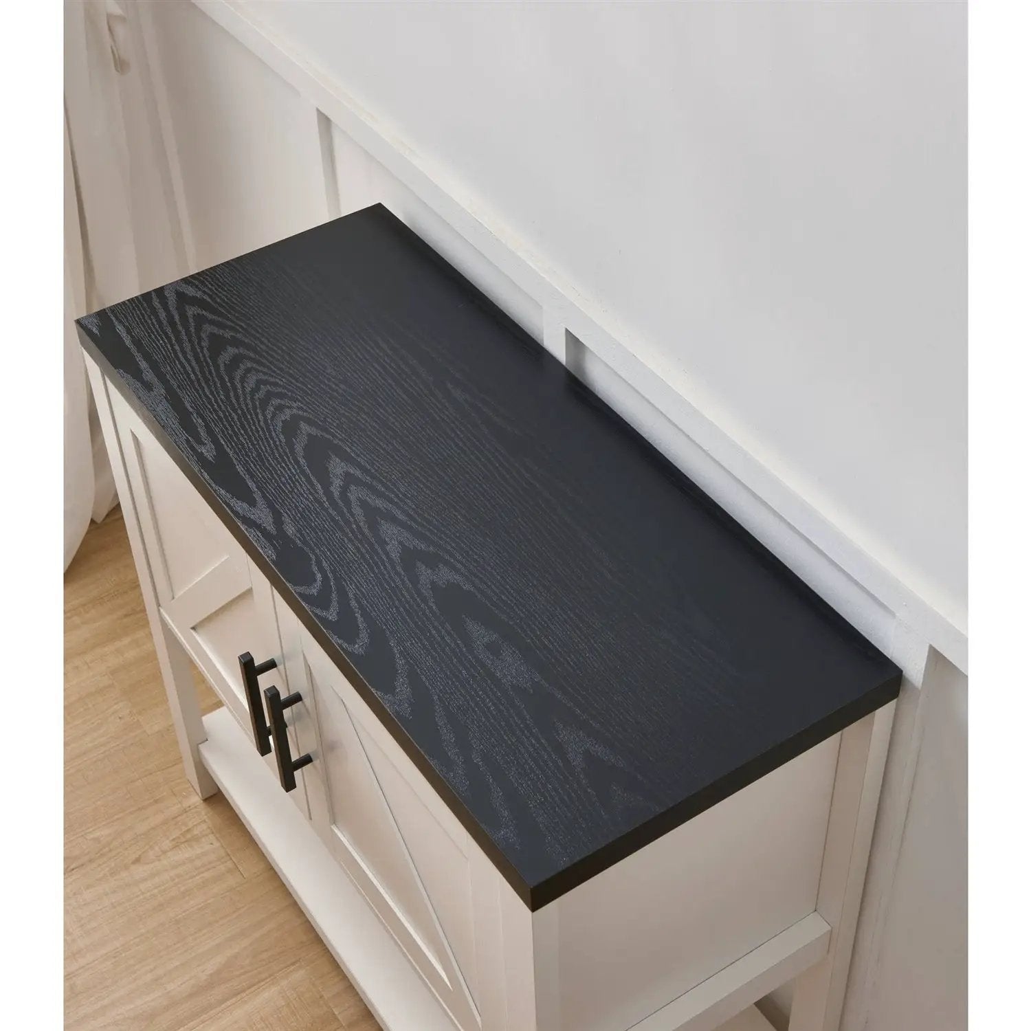 Modern 2 Drawer Wooden Storage Console Table White/Black by HomePacific