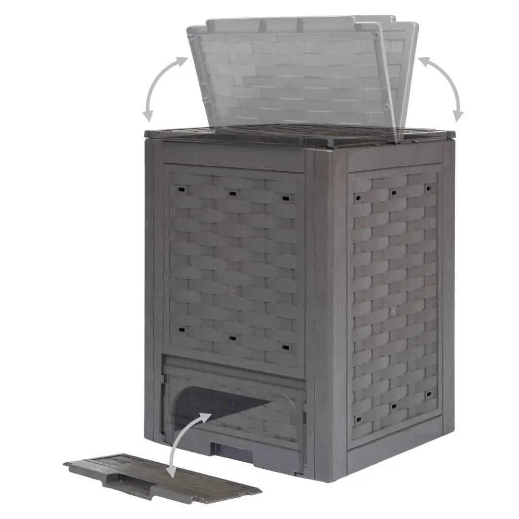 Set of 2 - Outdoor Garden 158 Gallon Compost Bin Set in Brown Plastic Rattan by HomePacific