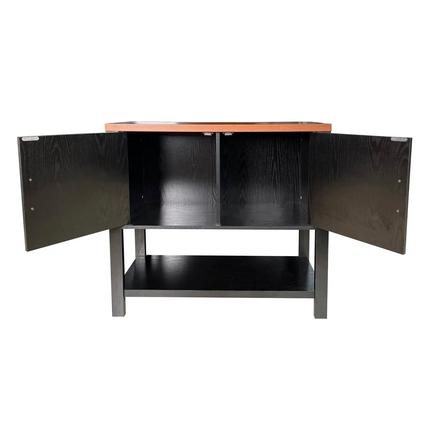 Modern 2 Drawer Wooden Storage Console Table Black/Walnut by HomePacific