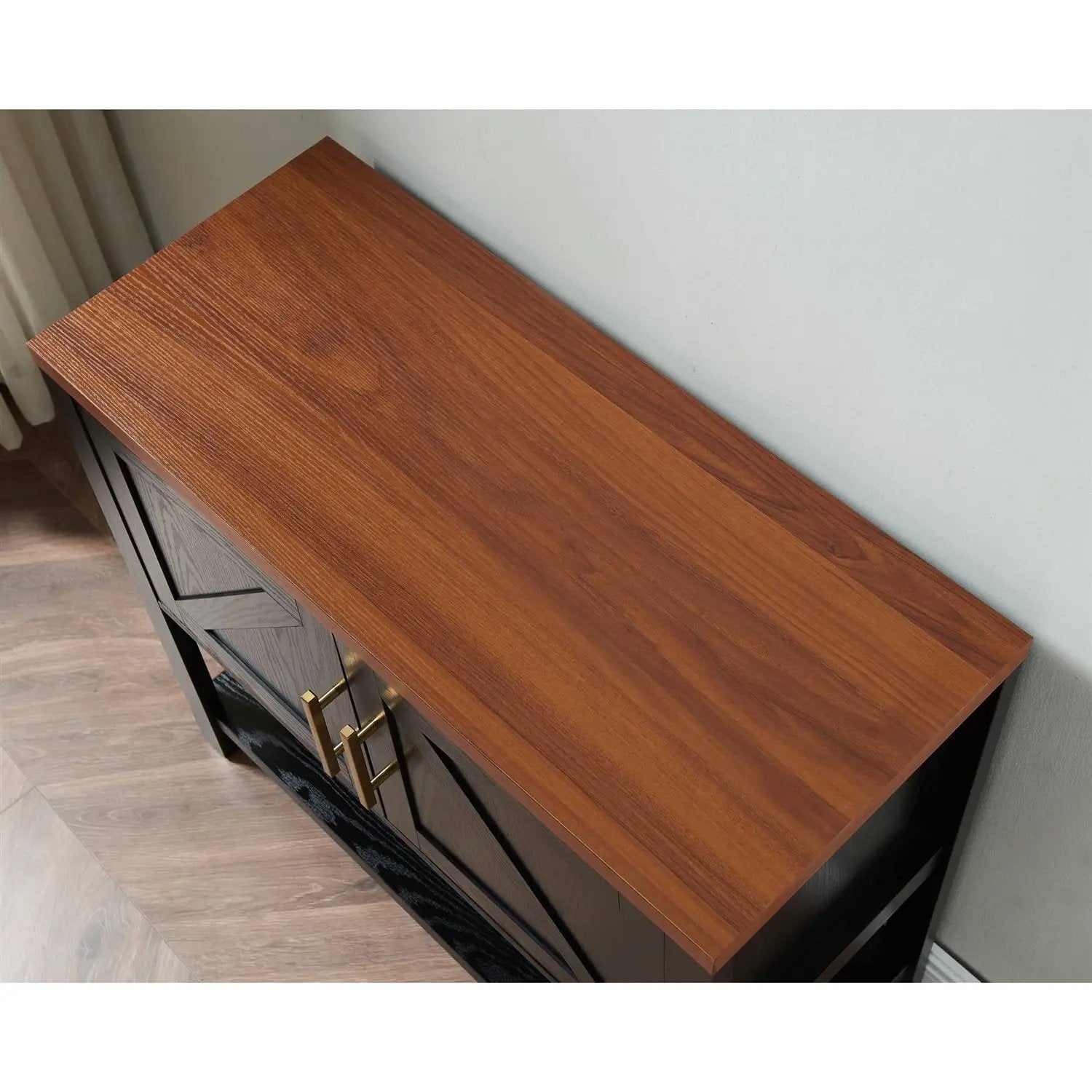 Modern 2 Drawer Wooden Storage Console Table Black/Walnut by HomePacific