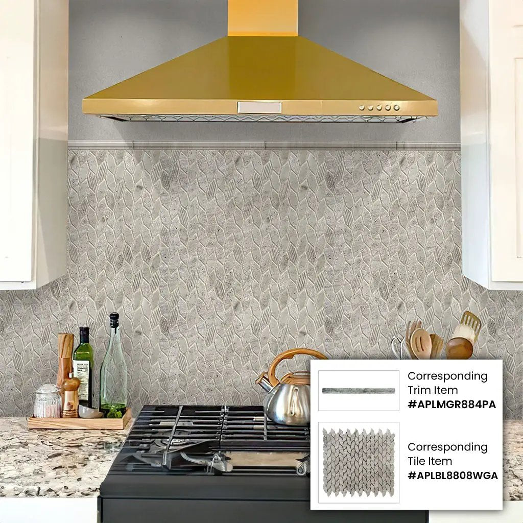 Wooden Grey 0.8x12 Polished Pencil Marble Tile Trim (10 pack, 0.667 sq ft/case) by Apollo Tile