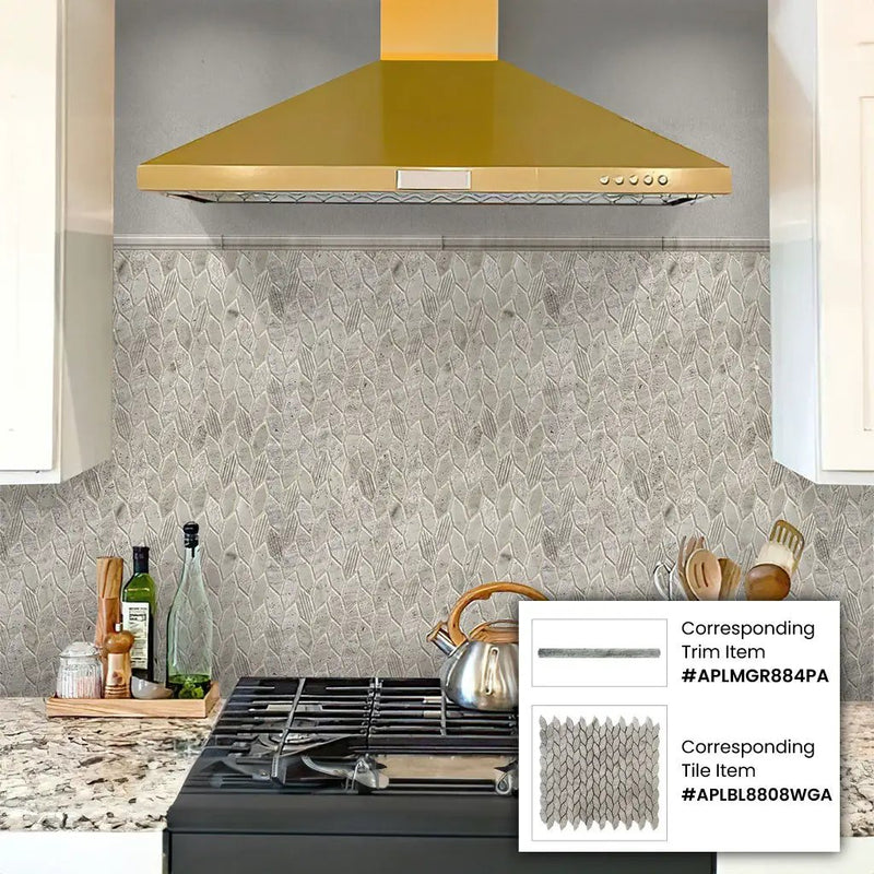 Wooden Grey 0.8x12 Polished Pencil Marble Tile Trim (10 pack, 0.667 sq ft/case) by Apollo Tile