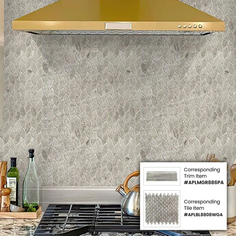 Wooden Grey 12x12 Polished Etched Hexagon Marble Mosaic Tile (5 pack, 4.92 sq ft/case) by Apollo Tile