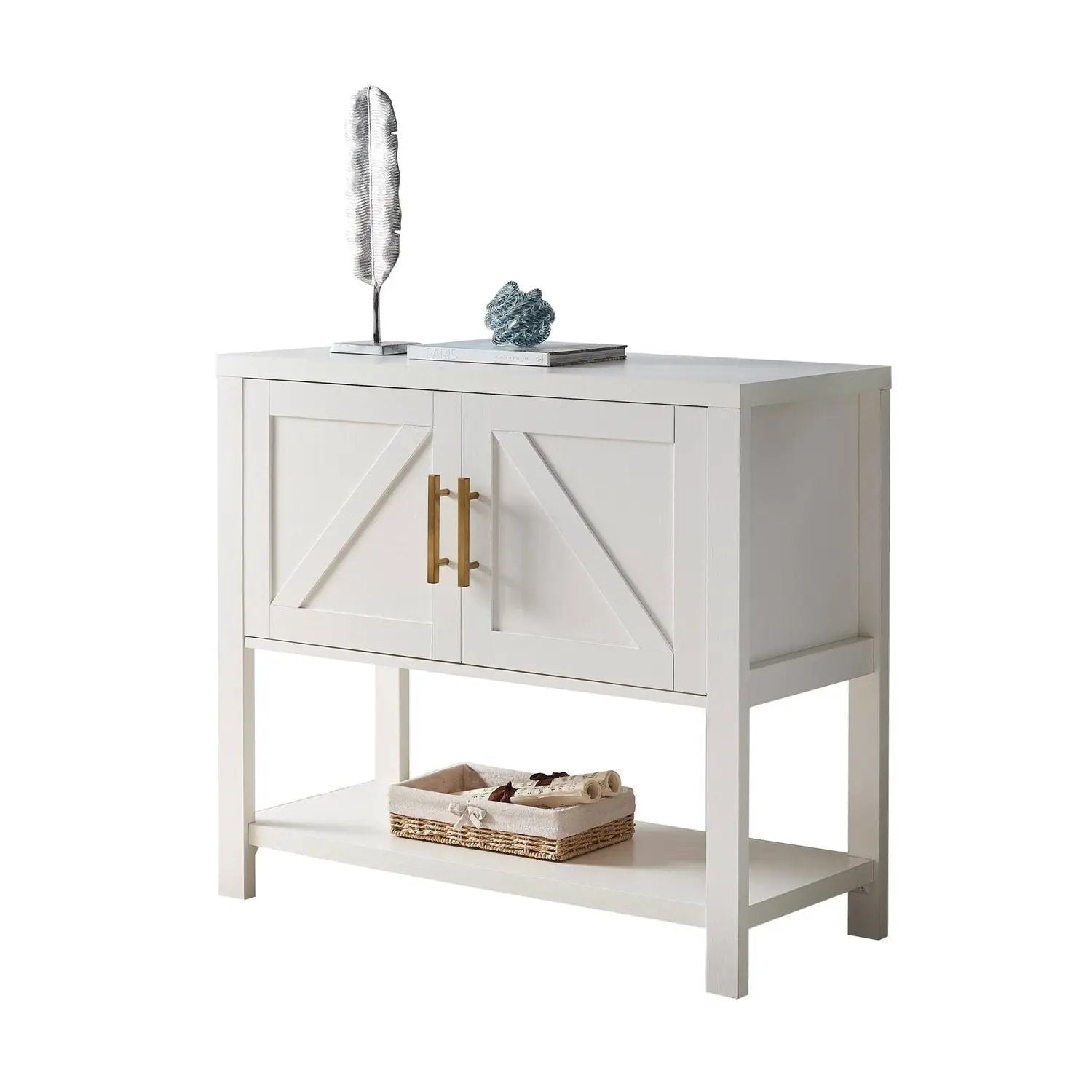 Modern 2 Drawer Wooden Storage Console Table White by HomePacific