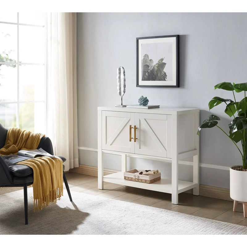 Modern 2 Drawer Wooden Storage Console Table White by HomePacific