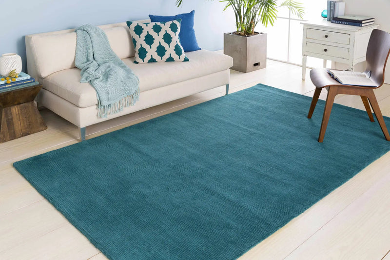Brockton Solid Teal Wool Rug by Boutique Rugs