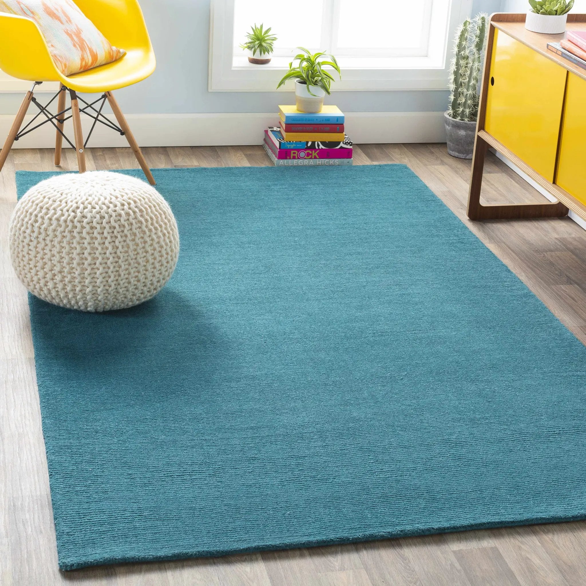 Brockton Solid Teal Wool Rug by Boutique Rugs