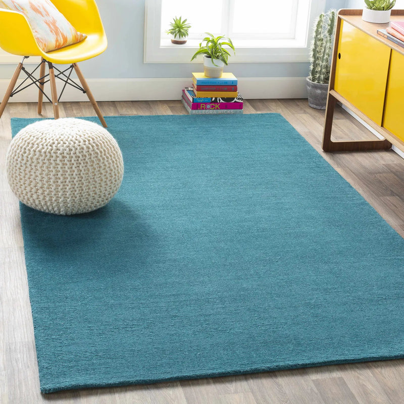 Brockton Solid Teal Wool Rug by Boutique Rugs