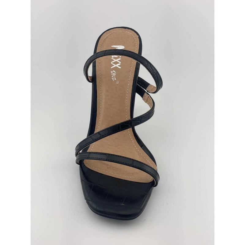 MIXX SHUZ MISS BLACK CROC PU HEELS by Selzalot
