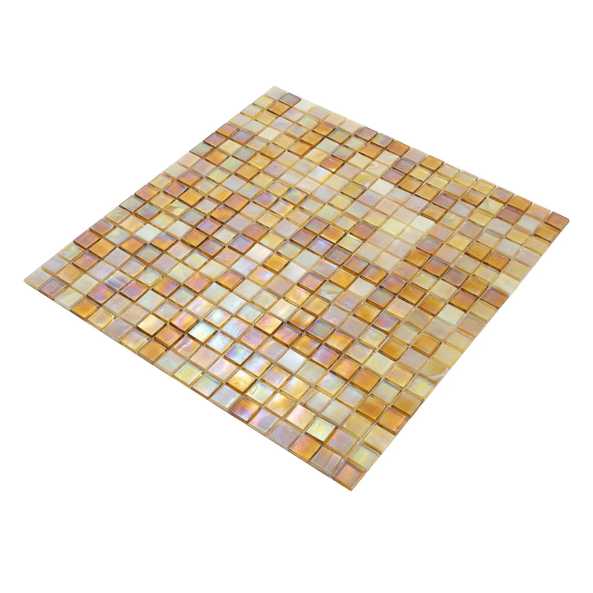 White Gold 12x12 Glossy Glass Uniform Square Mosaic Tile (20 pack, 18.69 sq ft/case) by Apollo Tile