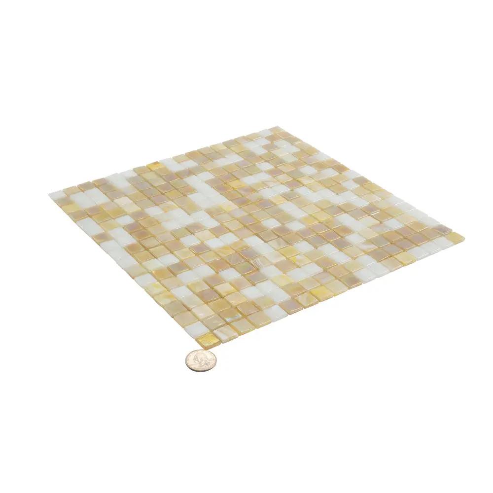 Yellow Gold White 12x12 Glossy Uniform Square Glass Mosaic Tile (20 pack, 18.69 sq ft/case) by Apollo Tile