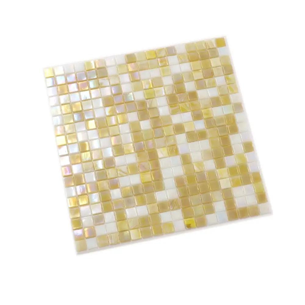 Yellow Gold White 12x12 Glossy Uniform Square Glass Mosaic Tile (20 pack, 18.69 sq ft/case) by Apollo Tile