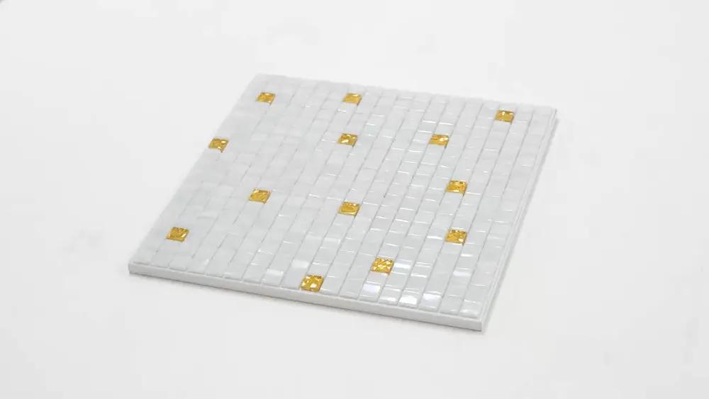 White Gold 12x12 Glossy Uniform Square Glass Mosaic Tile (20 pack, 18.69 sq ft/case) by Apollo Tile