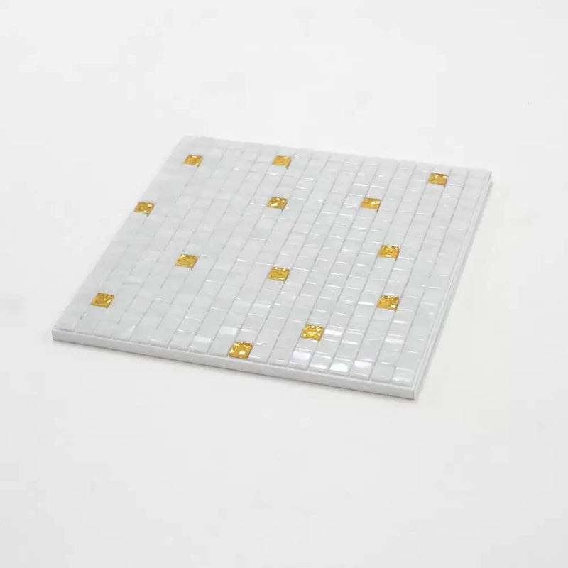 White Gold 12x12 Glossy Uniform Square Glass Mosaic Tile (20 pack, 18.69 sq ft/case) by Apollo Tile
