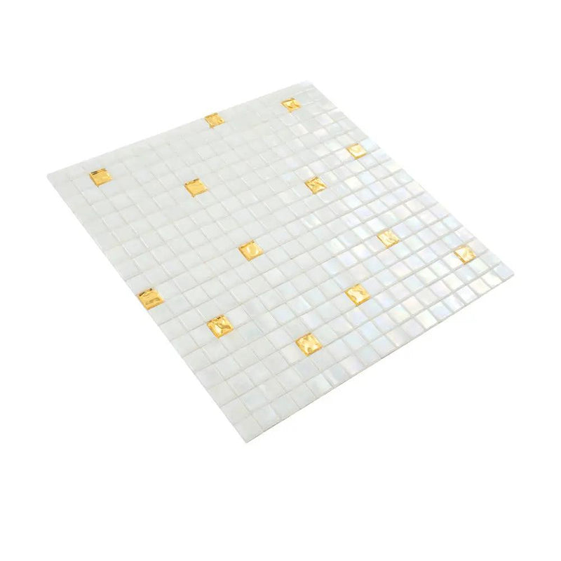 White Gold 12x12 Glossy Uniform Square Glass Mosaic Tile (20 pack, 18.69 sq ft/case) by Apollo Tile