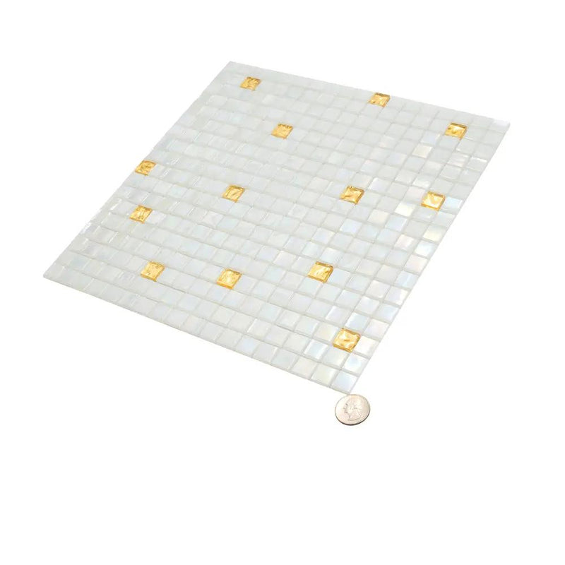 White Gold 12x12 Glossy Uniform Square Glass Mosaic Tile (20 pack, 18.69 sq ft/case) by Apollo Tile