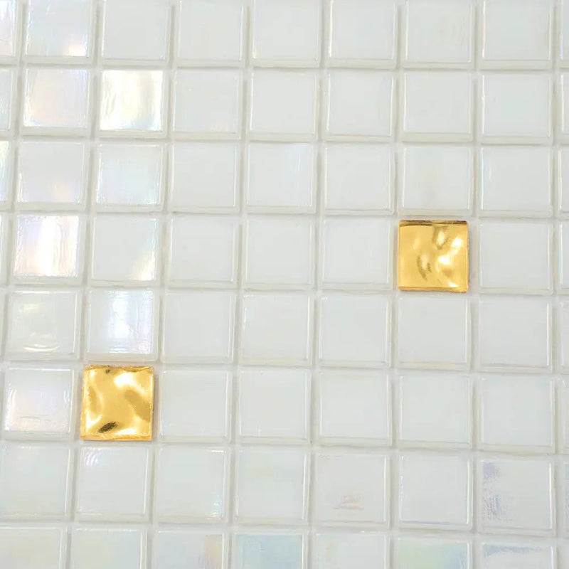 White Gold 12x12 Glossy Uniform Square Glass Mosaic Tile (20 pack, 18.69 sq ft/case) by Apollo Tile