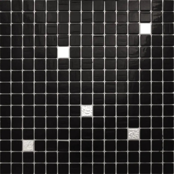 Black White 12x12 Glossy Uniform Square Glass Mosaic Tile (20 pack, 20 sq ft/case)